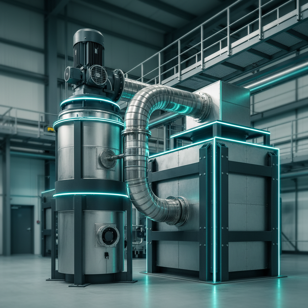 A blower-assisted oil mist eliminator with an integral fan mounted on a large turbine lube-oil reservoir vent.